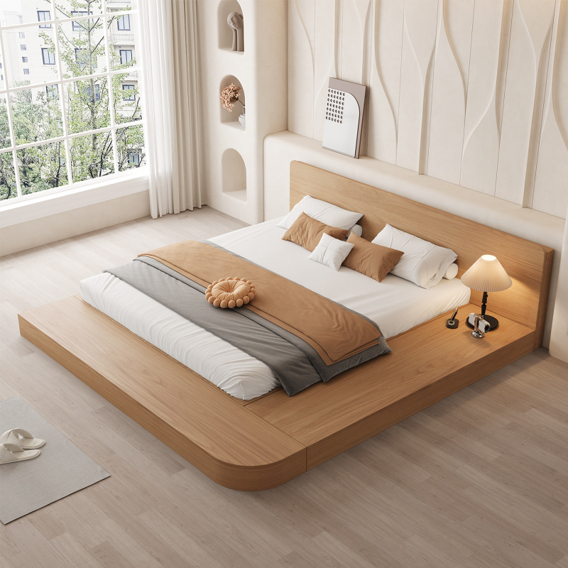 Japanese-Style Extra-Large Tatami Low Bed Double Floor Bed Platform Low Bed Solid Wood Curved Large Bed Japanese-Style Extra-Large Tatami Low Bed Double Floor Bed Platform Low Bed Solid Wood Curved Large Bed