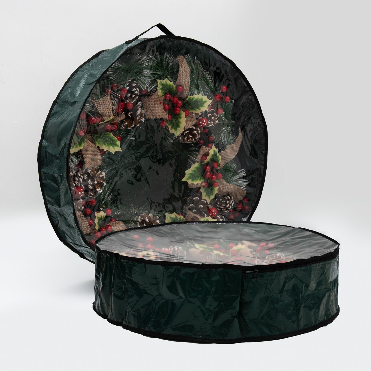 Bolsa de almacenamiento transparente de PVC para guirnaldas navideñas transfronterizas, decoración de árboles de Navidad, guirnalda redonda, bolsa colgante para regalo.