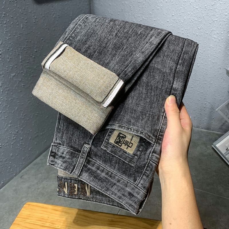 2024 Spring and Summer New Small Foot High end Jeans Men's Brand Korean Edition Trendy Design Pants_voghion.com