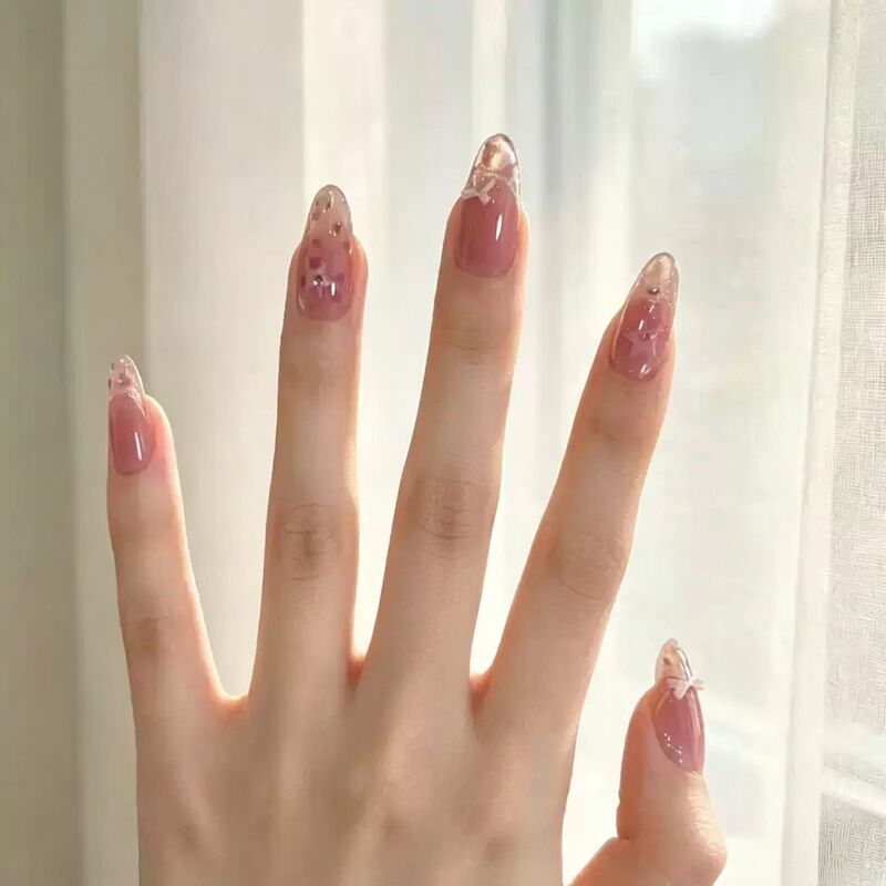 Bean paste powder, gentle and pure blush, gradient effect, brightens the complexion, everyday nail art, cat-eye effect, nude color