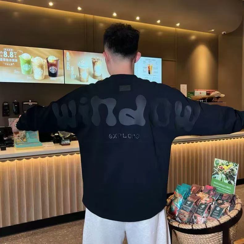 秋季新款潮牌宽松设计感简约卫衣男士百搭圆领长袖T恤秋冬打底衫|undefined
