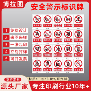 Red Safety Warning Sign No Smoking, Beware of Electric Shock Warning Sign Construction Site Workshop Warning Sign