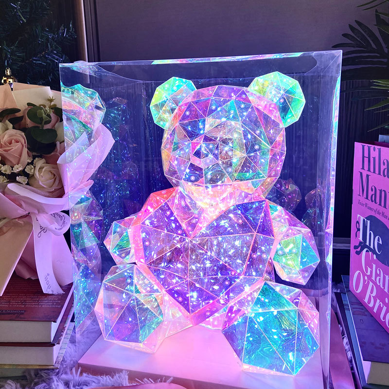 Regalo de cumpleaños para niñas creativo colorido luminoso oso muñeca conejo 520 regalo del Día San Valentín