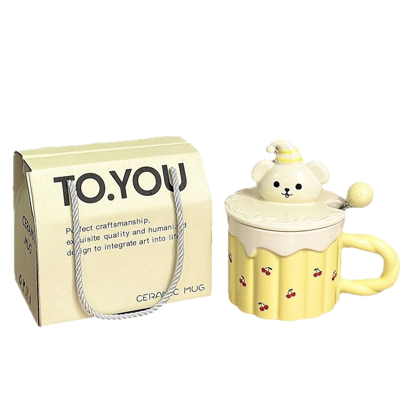 Taza de cerámica para perros divertida, taza de regalo a mano, taza de agua para el hogar, taza con tapa, regalo de cumpleaños, taza de café para niñas