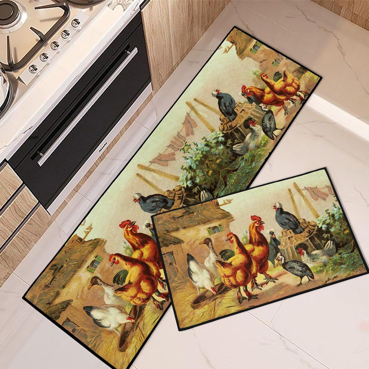Hane Køkkenbetræk Dekoration Lang Strip Gulvmåtte Køkken Vandabsorberende Olie Absorberende Tæppe Husholdningsindgangsdørsmåtte_voghion.com