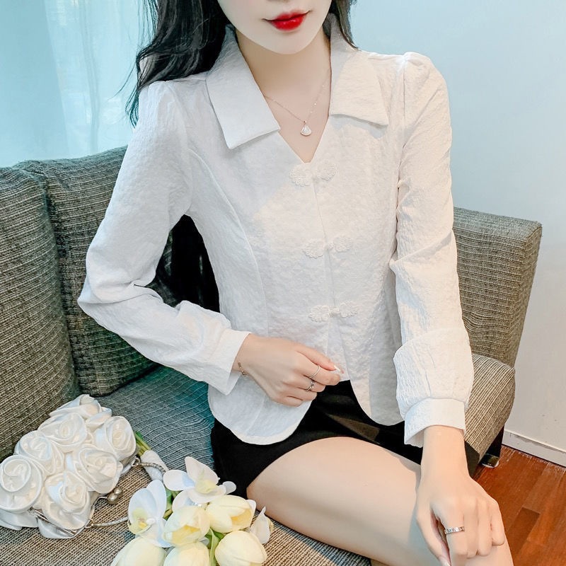 Elegant autumn fashionable retro design shiffon long-sleeve