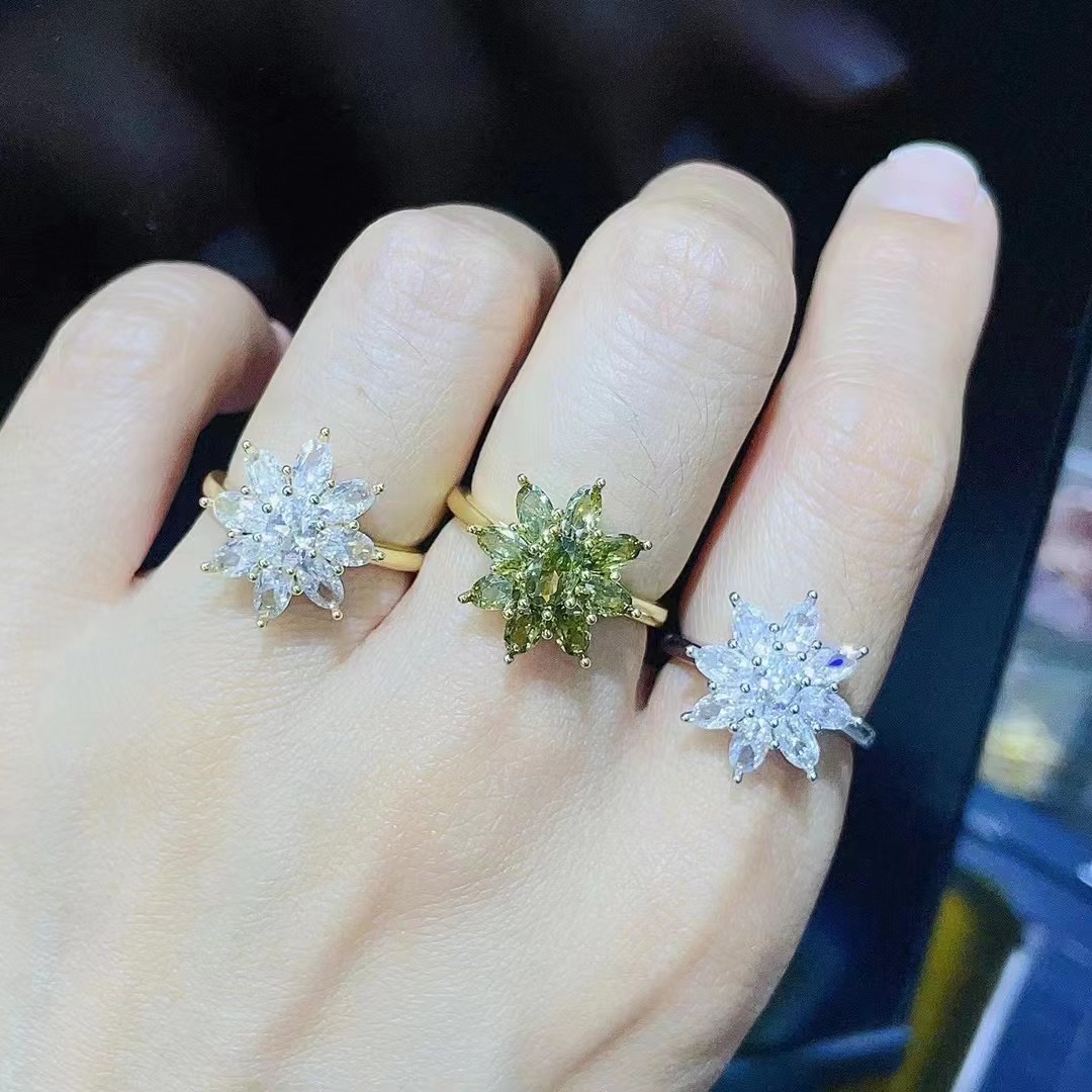 1 Piece Quantity Daily Occasion Fashion Eight Awn Star Copper Plating Inlay Zircon Rings 1 Piece