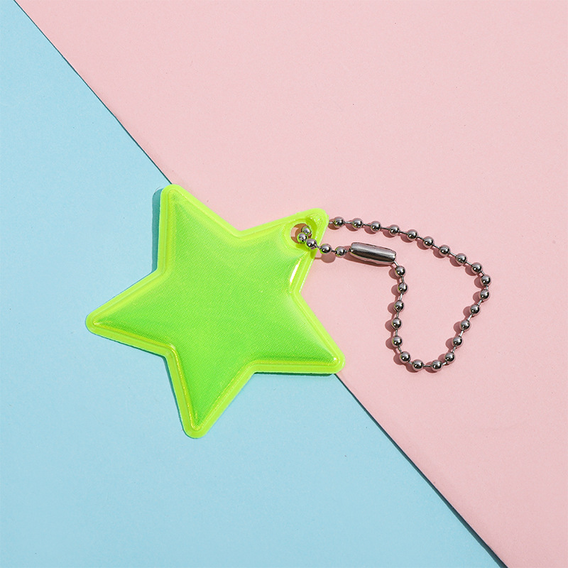 Llavero Colgante Reflectante de Estrella de PVC para Mochila Escolar y Ciclismo