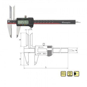 批发 广陆数显上长爪内径卡尺0-150  0-200  0-300高精度数显卡尺