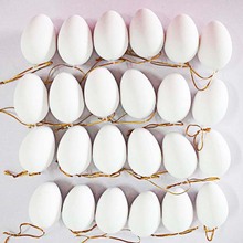 复活节彩蛋塑料白胚带挂绳 6*4cm袋装 儿童手绘涂色彩蛋DIY挂饰