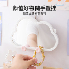 Irregular Cloud Makeup Mirror with Hook Strap, Vanity Mirror with Creative Insta Shelf, Desk Top Mirror