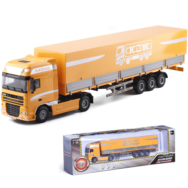 Kaidiwei boxed 625044 tent flat truck trailer box truck engineering vehicle model