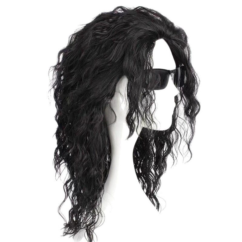 Cross-Border European and American New Style Michael Jackson Cos Wig, Black Medium-Length Curly Hair Full Wig Cross-Border European and American New Style Michael Jackson Cos Wig, Black Medium-Length Curly Hair Full Wig