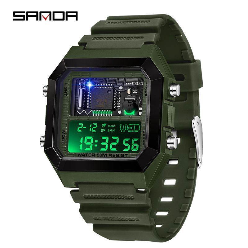 sanda sanda moda cuadrada impermeable reloj electrónico multifuncional reloj deportivo para estudiantes reloj despertador reloj electrónico