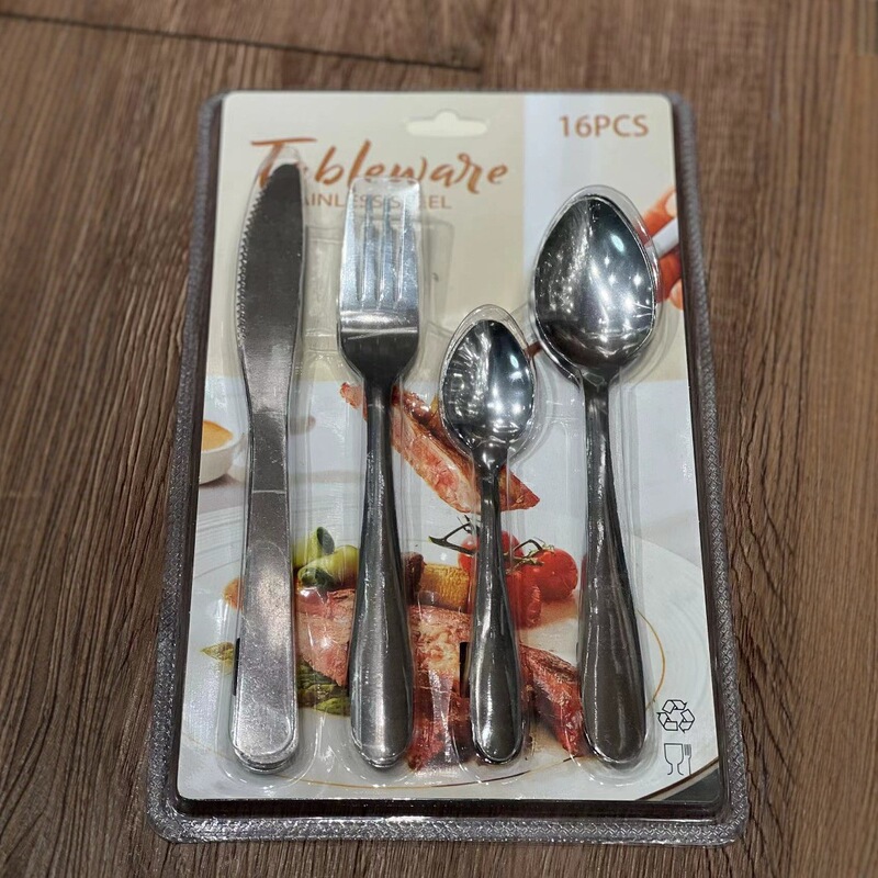 410 Stainless Steel 16-Piece Cutlery Set, Gold Set, Knives, Forks, Spoons, Small Spoons, Hotel and Home Set, Factory Cross-Border Exclusive Supply