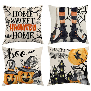 Amazon Cross-Border Popular Halloween Pillow Cover Short Plush Printed Cross-Border Home Cushion Cover Living Room Sofa Cushion