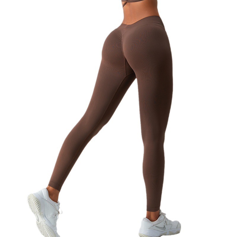 [Procesamiento personalizado] Nuevo cross-border sin costura V-waisted pantalon de cintura alta para mujeres pantalones de melocotón rápido secado pantalones de fitness