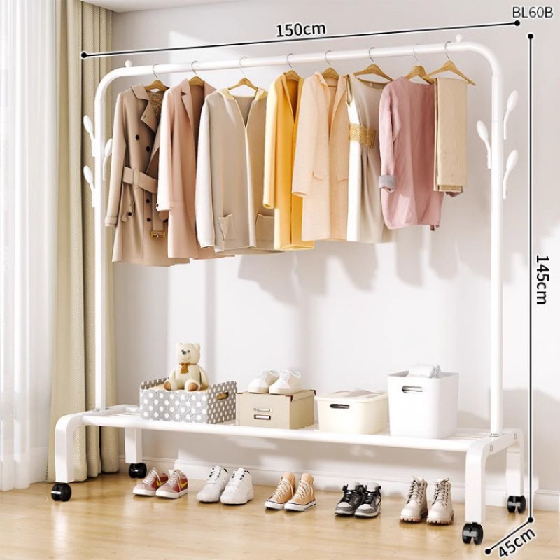 Dormitorio doméstico simple percha de ropa balcón percha de ropa varilla de secado de hierro forjado percha de secado de doble varilla piso vertical