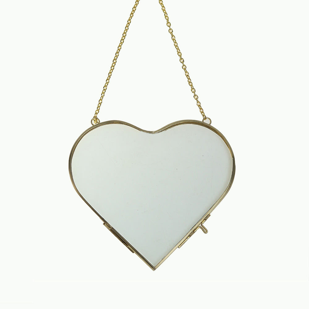 Transfronterizo nórdico creativo corazón dorado marco de flores secas decoración de escritorio marco de vidrio personalizado fábrica al por mayor