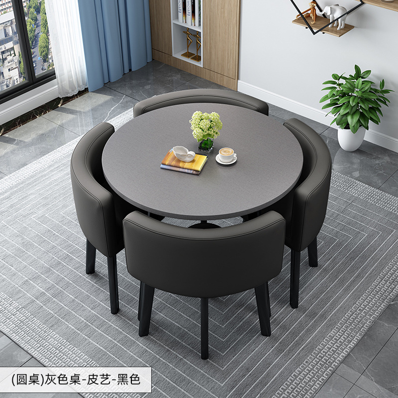 Simple Recepción y negociación pequeña mesa redonda mesa de recepción negociación reunión mesa de invitados y silla traje Oficina área de descanso mesa y silla combinación