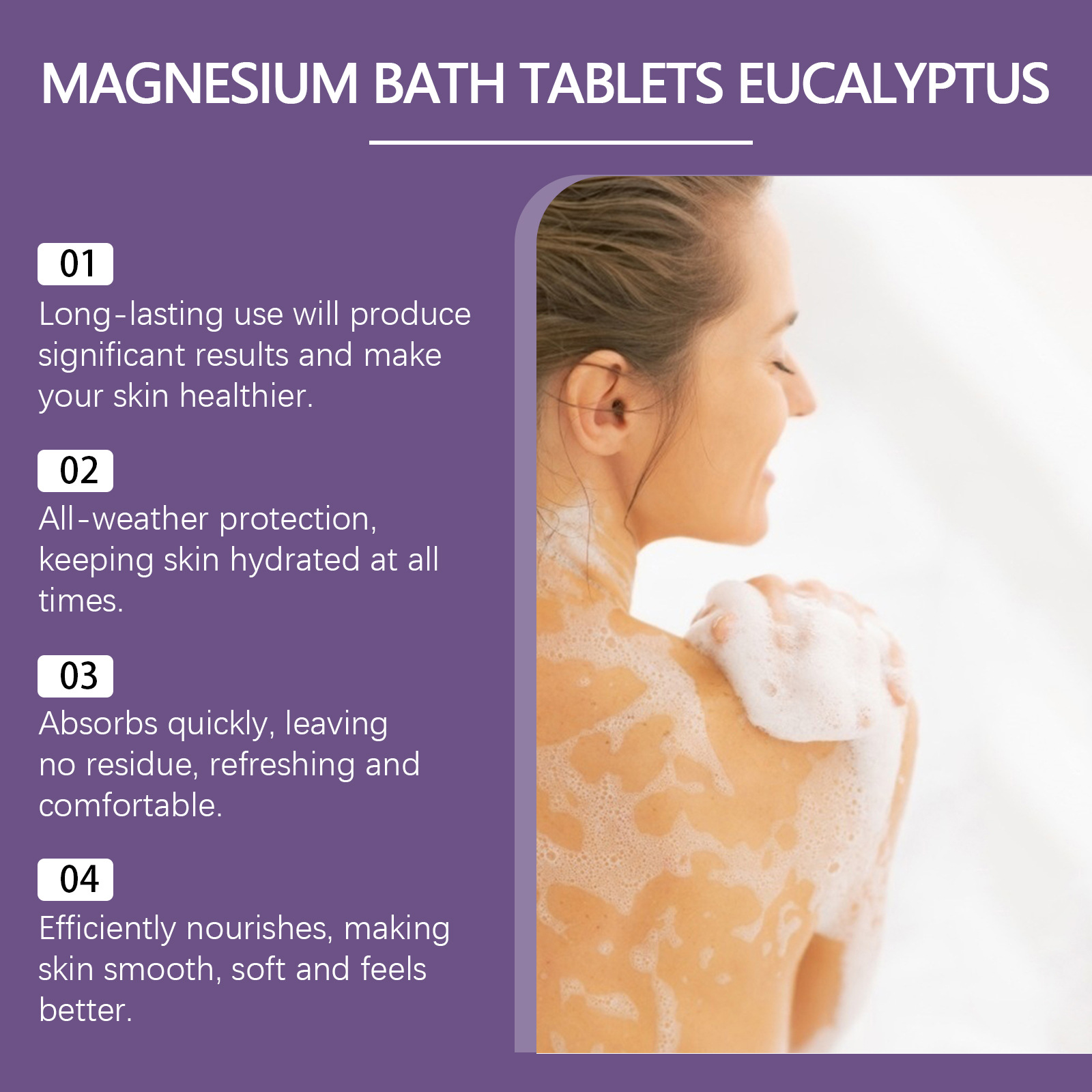 Eucalyptus Essential Oil Magnesium Bath Tablets, Gentle Body Cleansing, Nourishing Skin, Moisturizing Body Bath Tablets_voghion.com
