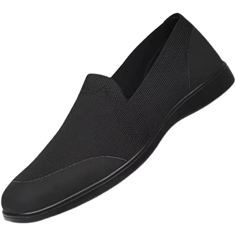Zapatos de tela de estilo nuevo de verano, zapatos de lona tejidos voladores transpirables, zapatos de tela viejos de Beijing de color sólido de moda, zapatos de cuadros, zapatos de tela casuales para hombres