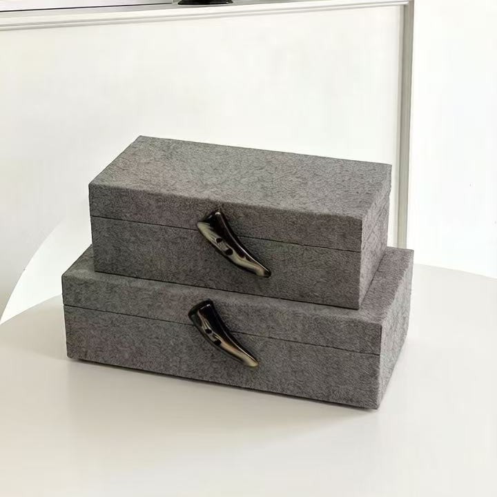 Alhajero Retro de Terciopelo y Madera para Sala de Estar