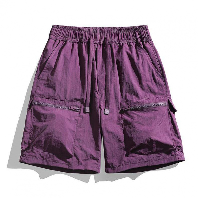 Summer Men's Nylon Ice Silk Five-Point Pants Hong Kong Style Workwear Multi-Pocket Summer Quick-Drying Casual Sports Shorts Cross-Border