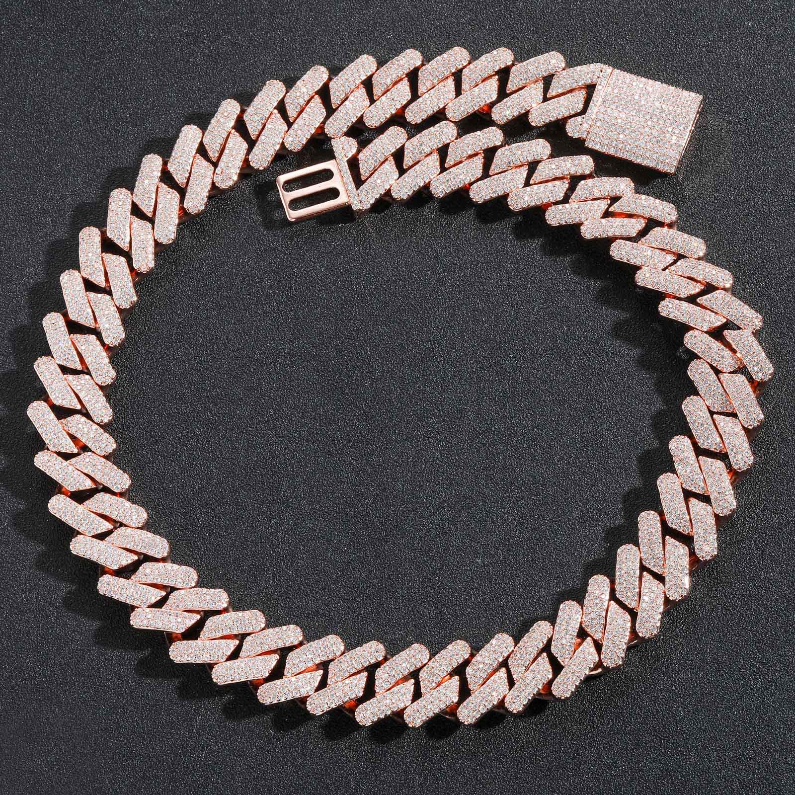 Collar europeo y americano hip hop 20mm caja hebilla Miami industria pesada bar cubano cadena completa ZIRCON hip hop collar de los hombres