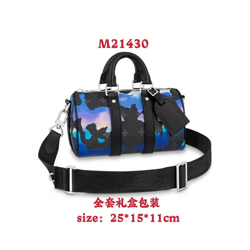 新款keepall-25cm枕头包压花单肩包滚筒包圆筒包时尚斜挎包情侣包|undefined