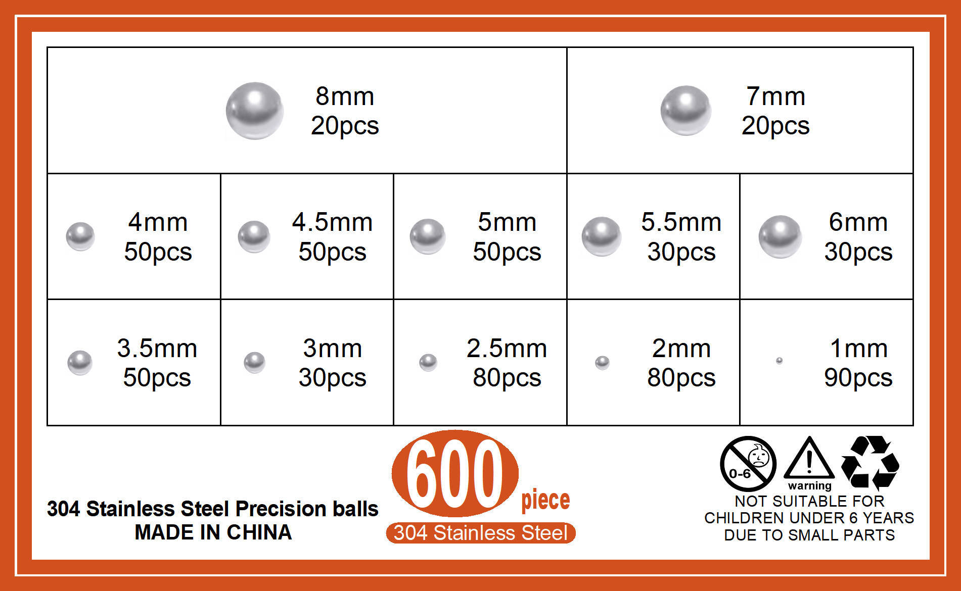 Traje de la bola de acero 600PC