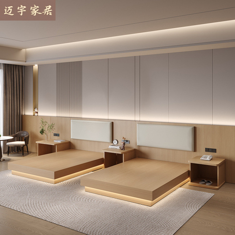 Hotel Furniture Standard Room Full Bed B&B Guest Room Double Bed Special All-Season Huijia Single Standard Room Hotel Bed
