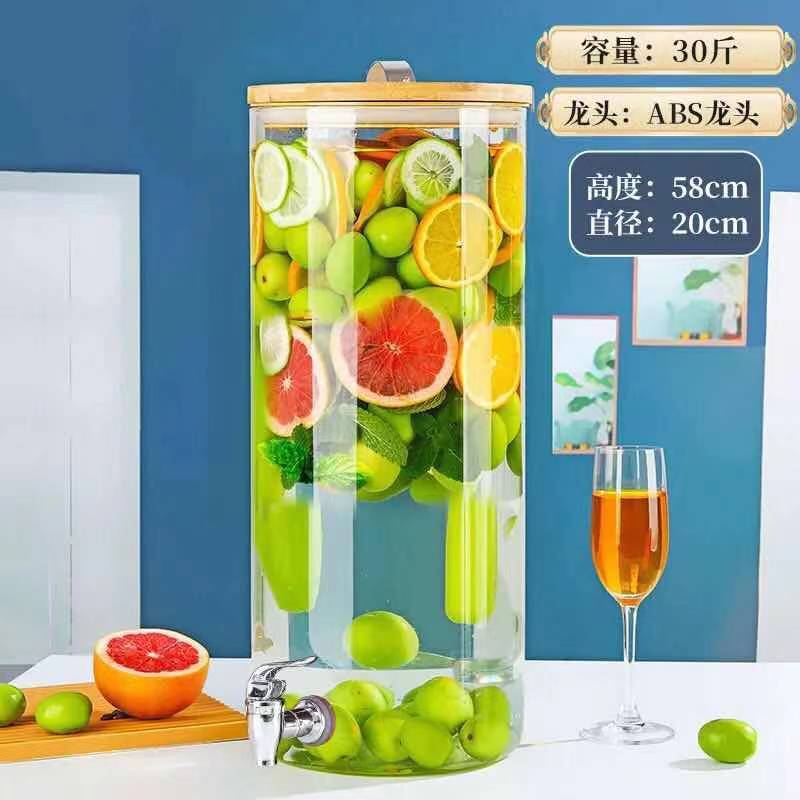 hervidor de agua fría con grifo hervidor de agua fría vidrio resistente a altas temperaturas bebida de gran capacidad barril de jugo de fruta barril de licor de limonada barril de fermentación