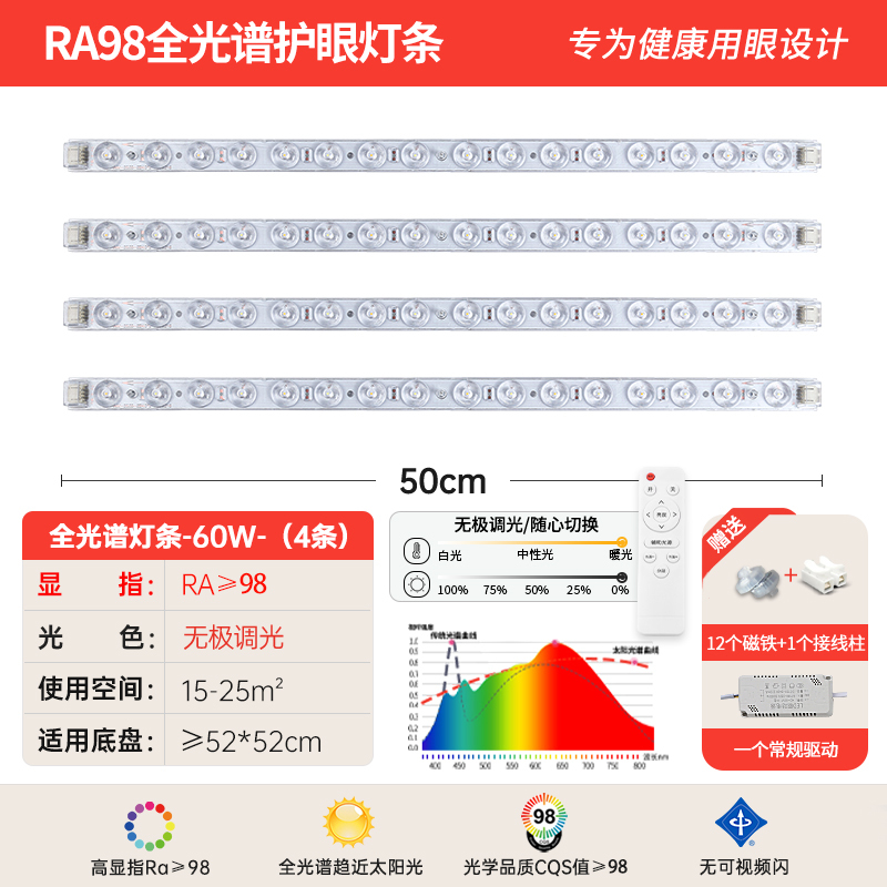 LED シーリングランプストリップロング芯交換用ライトパネルフルスペクトル 3 色調光リビングルームランプビーズパッチ|undefined