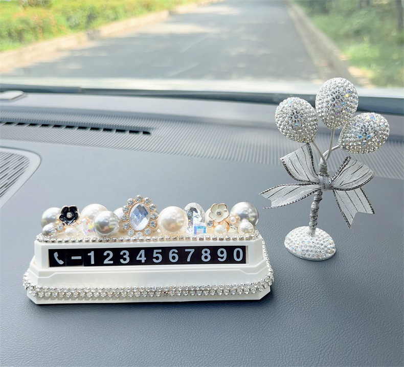 Car personalized creative goddess style temporary parking number plate, car phone number card, digital plate for car interior decoration