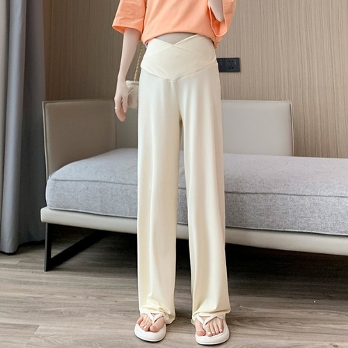 Maternity pants for summer outerwear thin low-waisted casual loose wide-leg pants anti-mosquito trousers summer wear adjustable large size