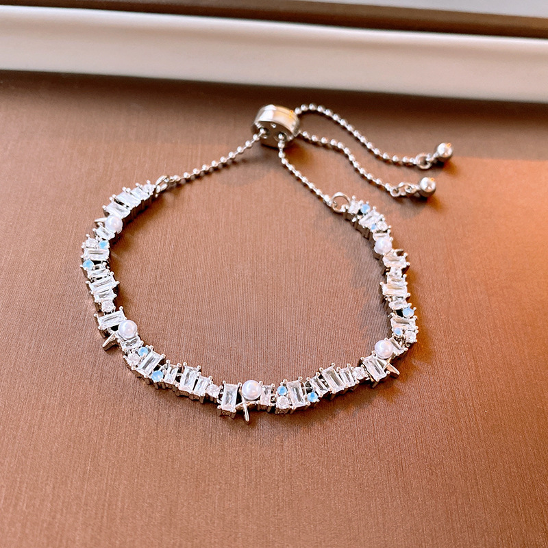 40 pulseras de empalme de zircon con incrustaciones de perlas