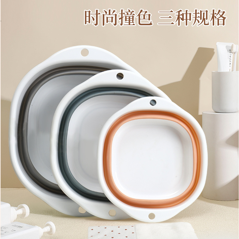 Portable foldable square washbasin outdoor travel large, medium and small silicone folding washbasin folding baby basin