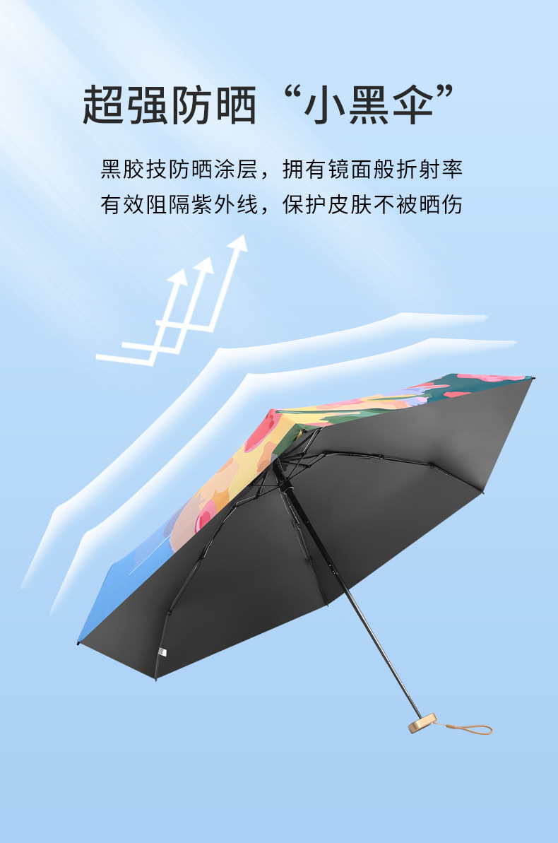 黑胶防晒紫外线遮阳伞迷你折叠雨伞小巧便捷胶囊晴雨伞六折太阳伞详情11