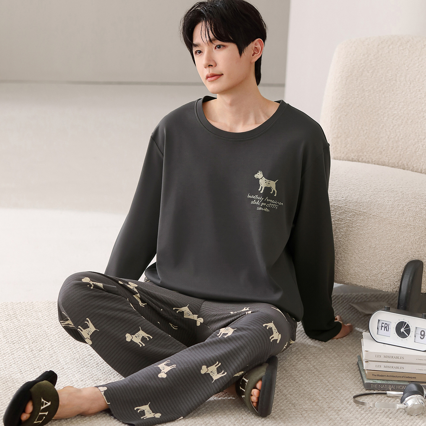 Conjunto de Pijama de Algodón para Hombre, Transpirable, para Uso en Casa y Exterior