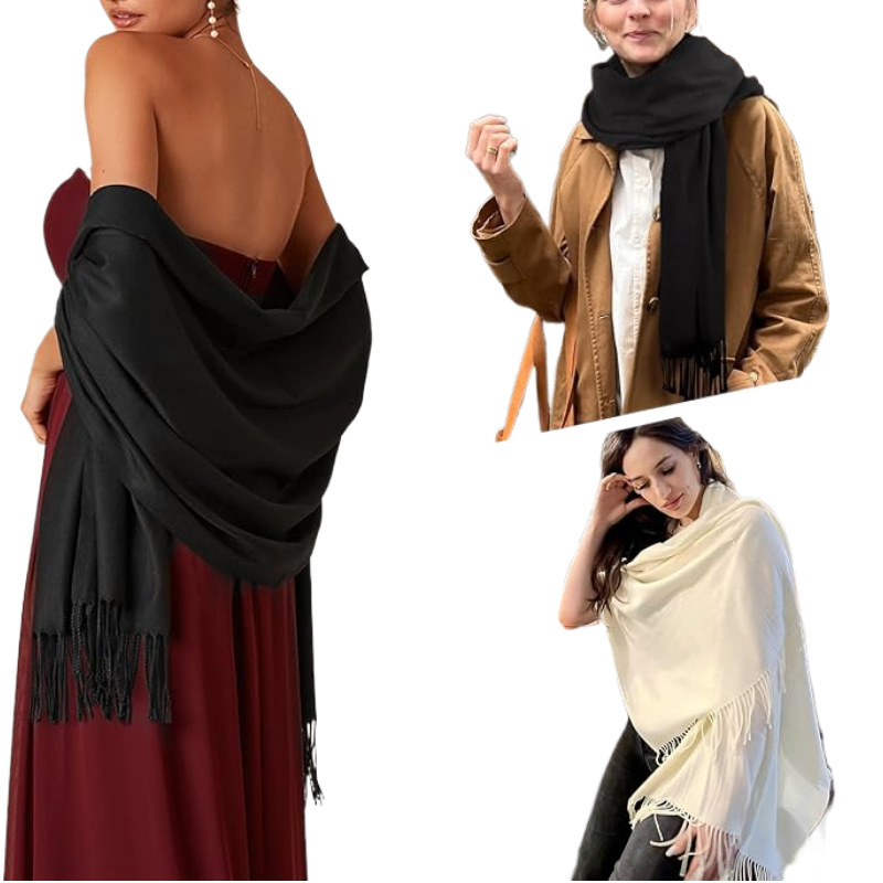 Damenmode Langer Schal Winter Warm Großer Schal Abendkleid Kaschmirschal Hochzeitsschal Weich_voghion.com