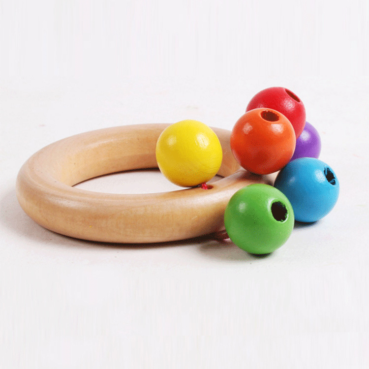 Weiweihu Sonajero de madera de cuatro piezas Música para bebés Educación temprana Iluminación Orff Instrumento musical Juguete de campana de agarre de mano para bebés