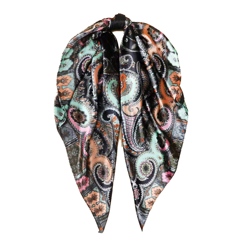 Women's Lady Paisley Satin Printing Silk Scarf display picture 9