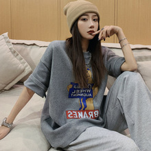 2025新款短袖T恤灰色圆领上衣女可爱女士时尚简约洋气宽松衣服