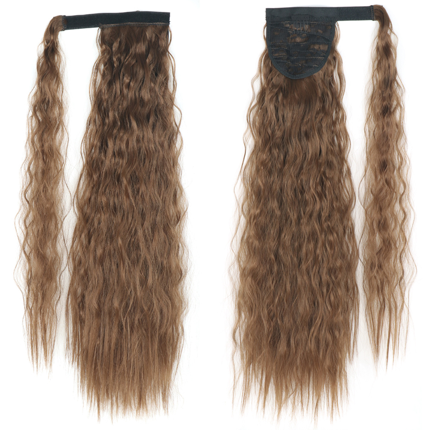 55CM seda europea y americana de alta temperatura velcro de maíz velcro de cabello largo rizado agua cola de caballo pelucas onduladas