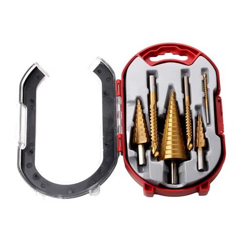 6pc combination of 3 step drills and 3 serrated drills cross-border 6-piece set pagoda reamer drill woodworking hole opener