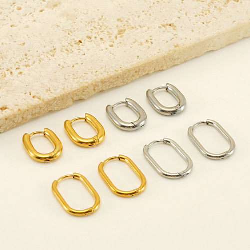 European and American French simple ins style titanium steel flower earrings earrings gold stainless steel coil earrings earrings wholesale