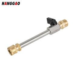 Cross-border exclusive high-pressure car wash nozzle M22/14 threaded stainless steel extension rod valve integrated