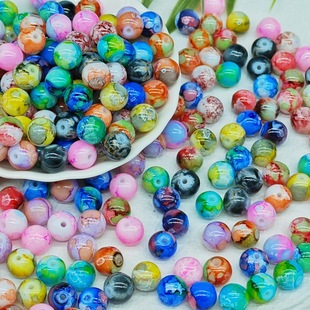 10mm ink porcelain beads colorful imitation ceramic glass beads handmade DIY beaded loose beads bracelet necklace jewelry materials