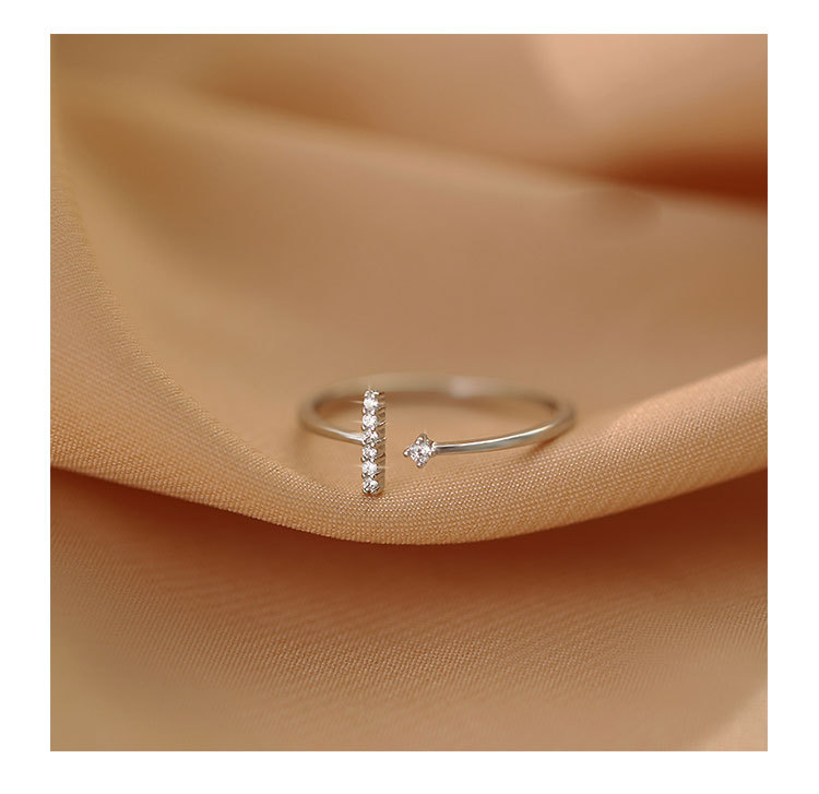 Geometric Pattern 925 Sterling Silver Rhinestones Geometric Open Rings